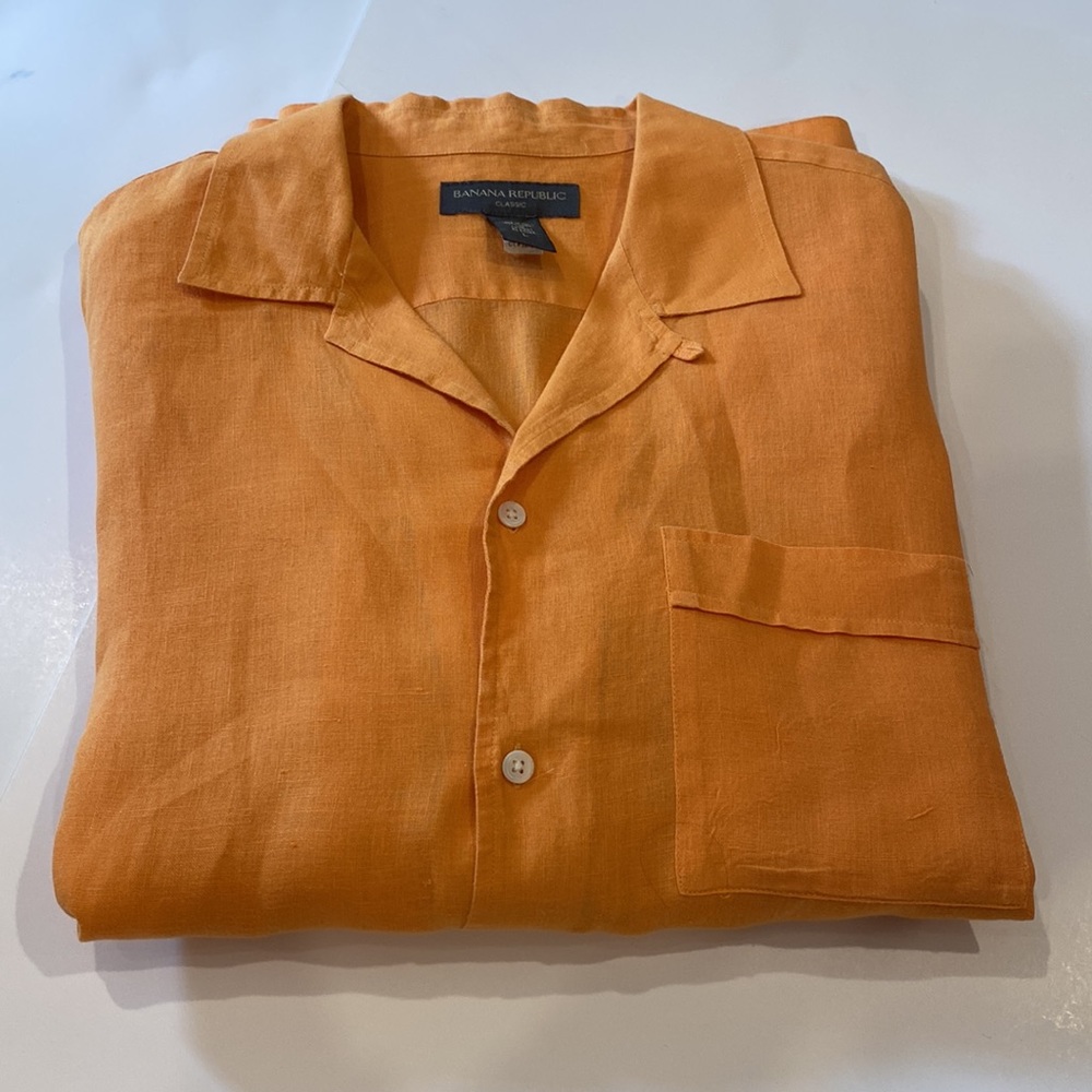 BANANA REPUBLIC 100% LINEN SHORT SLEEVE SHIRT (L)